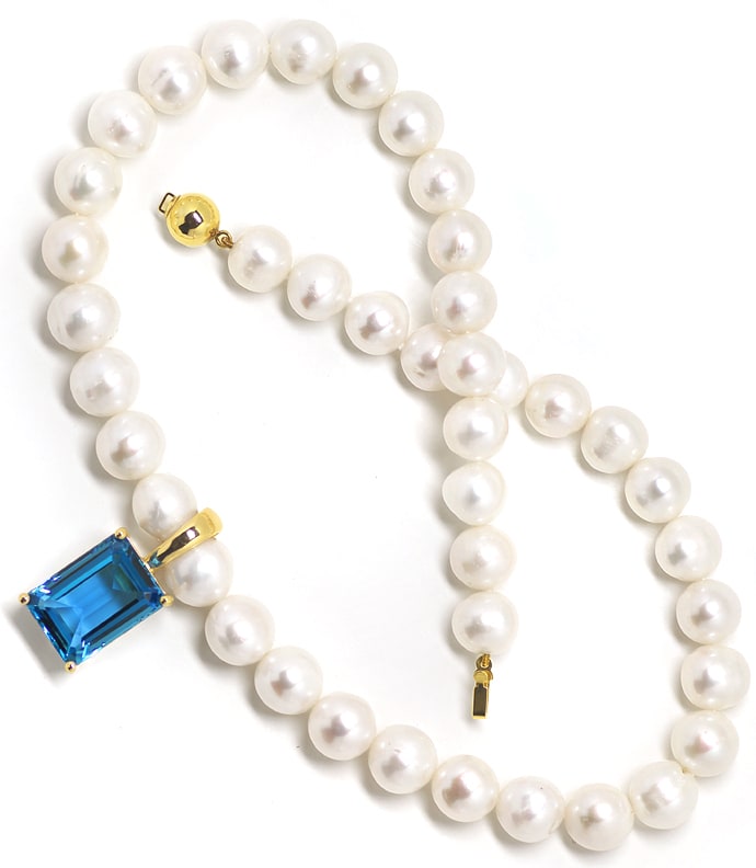 Foto 5 - Perlenkette mit riesigem Topas Clipanhänger in Gelbgold, Q1961