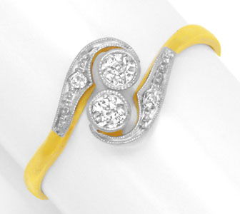 Foto 1 - Gold-Platin Diamant-Ring, Art Deco / Jugendstil, S6114